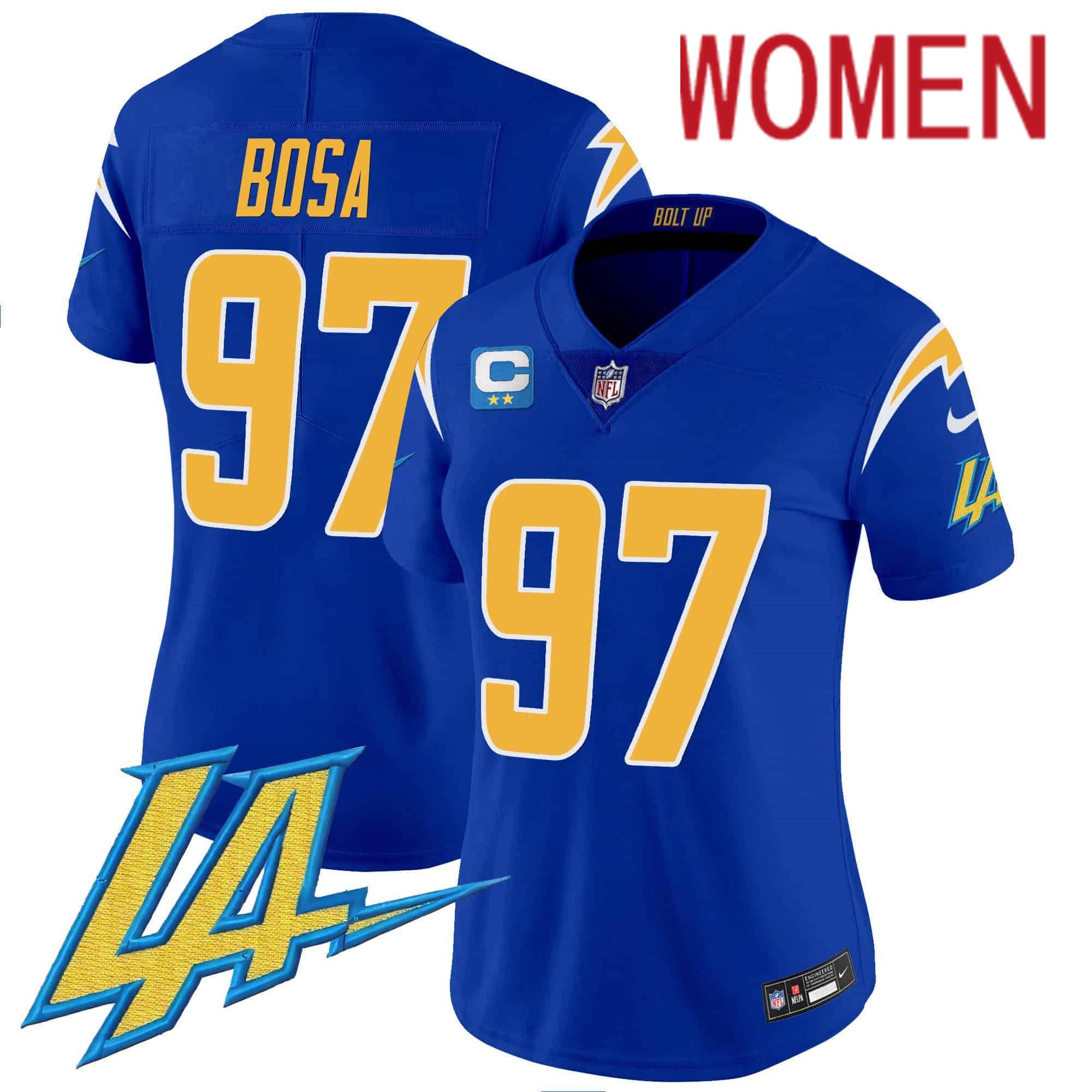 Women Los Angeles Chargers 97 Bosa Blue 2024 Nike Vapor Limited NFL Jersey